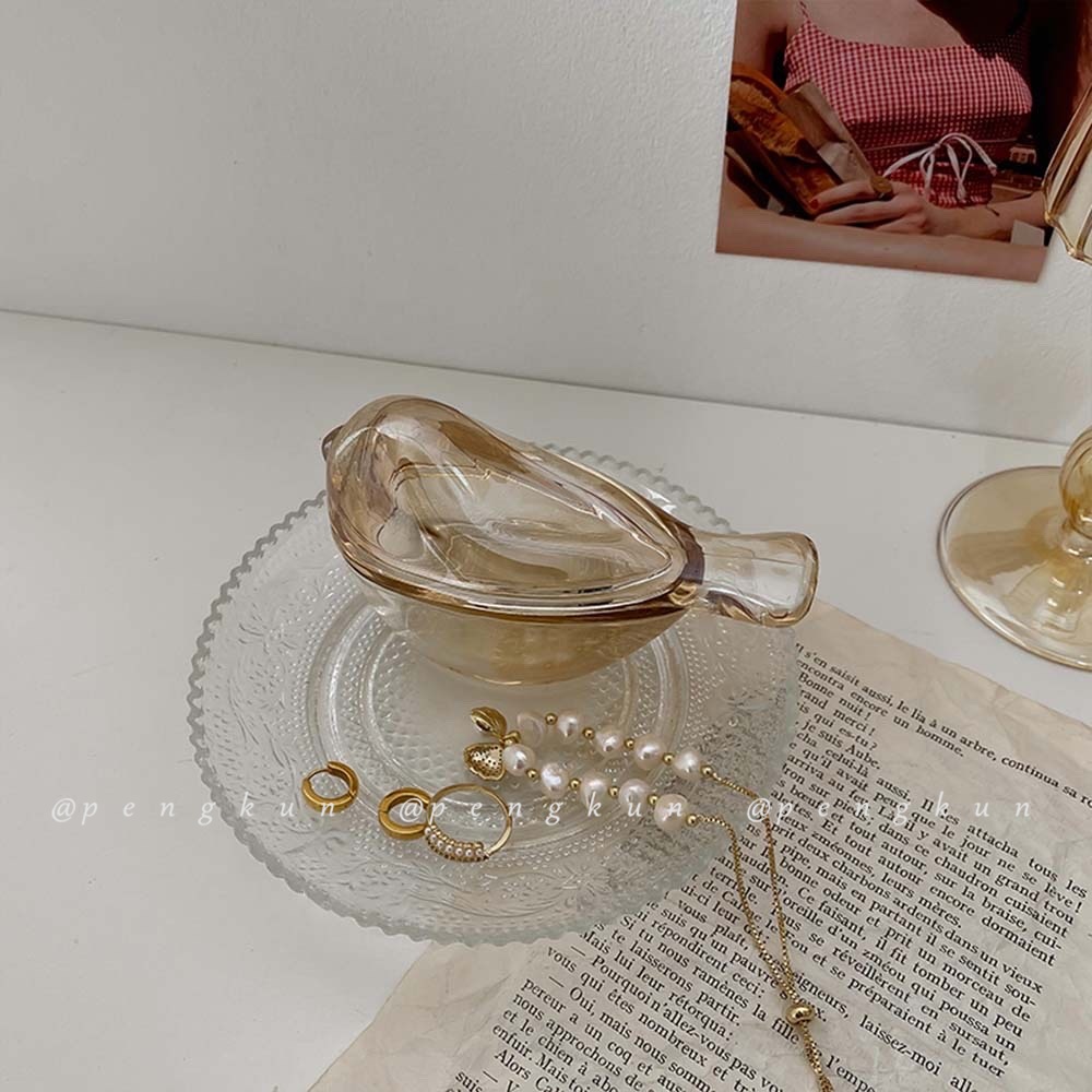 Bát đựng thức ăn nhẹ bằng thủy tinh hình chú chim cổ điển