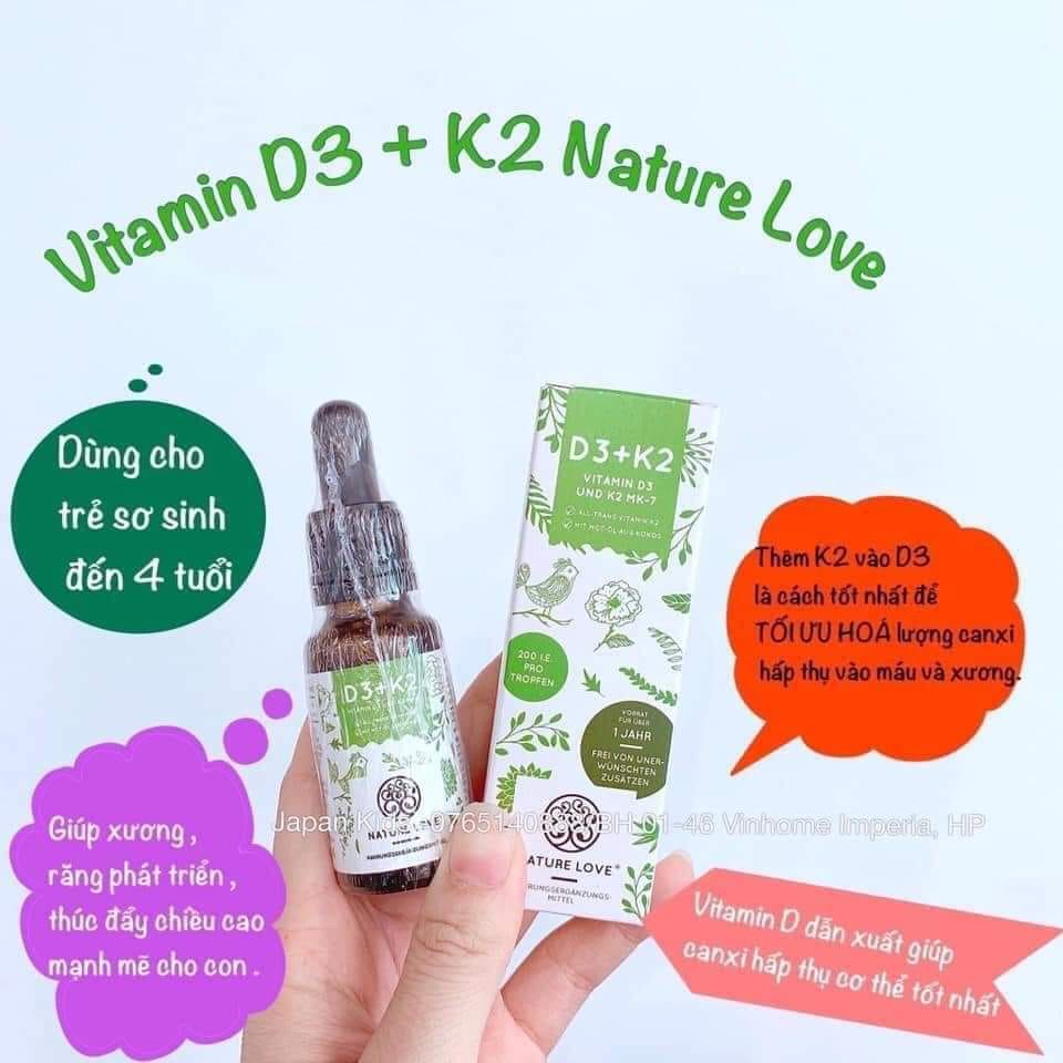 Vitamin D3K2 Nature Love Đức - D3K2MK7 - Vitamin D3 Đức 20ML