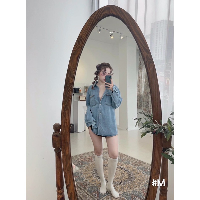 Ảnh thật - Áo sơ mi jean túi xích chuẩn ảnh
