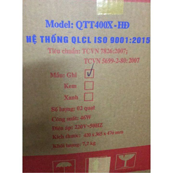 Quạt treo tường Vinawind QTT400X HĐ cánh 400 có điều khiển