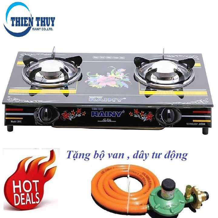 Bếp Gas Đôi Hồng Ngoại Rainy +Tăng bộ van dây - Hàng chính hãng