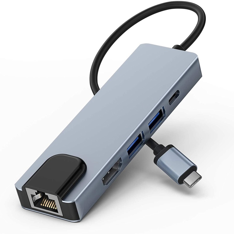 Type-c HUB USB-C sang HDMI Tương thích USB3.0 Gigabit LAN Ethernet Docking Station USB C đa chức năn