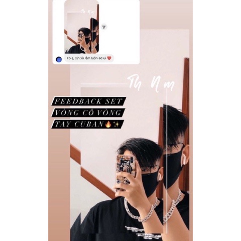 Vòng Tay Cuban, Vòng Tay Nam Nữ Đính Đá Phong Cách Hip Hop