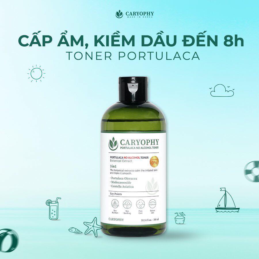 Toner cho da dầu da mụn da khô kết hợp serum dành cho mụn ẩn mụn thâm mụn trứng cá Caryophy