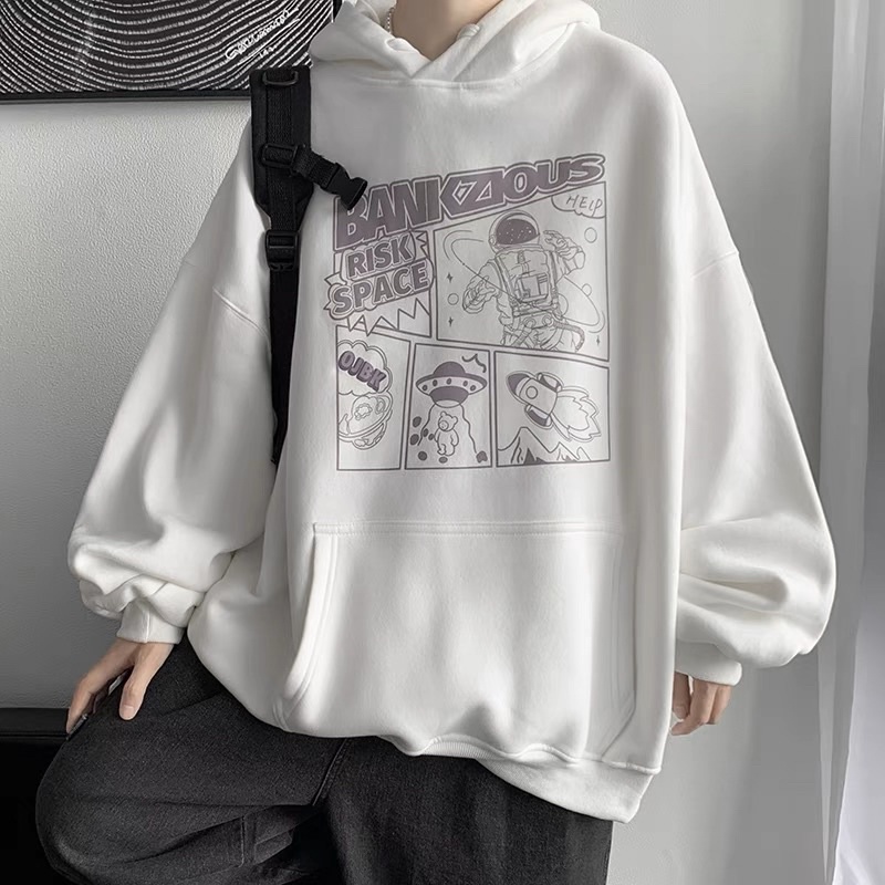 Áo Hoodie Nỉ Bông Chui Đầu Tay Dài Hoạ Tiết BANIKZIOUS