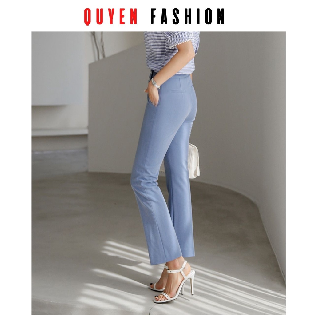 Quần tây công sở nữ màu xanh pastel đính 2 khuy trang trí, kiểu suông đứng trẻ trung, thanh lịch KQ140