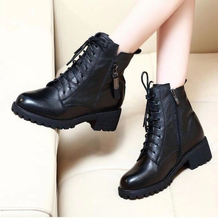 ☾♂Hợp Thời Trang 202☼0 Mùa Thu Đông Mới☼Giày Bốt Martin☼Phong Cách Anh Quốc Cho Nữ☼Giày Cao Gót Thời Trang Hàn Quốc Cá Tính☼Giày Bốt Thời Trang Cá Tính Dễ Phối Đồ☼Dây Buộc Phẳng☼Giày Bốt Cổ Thấp Thời Trang Cho Nữ☼