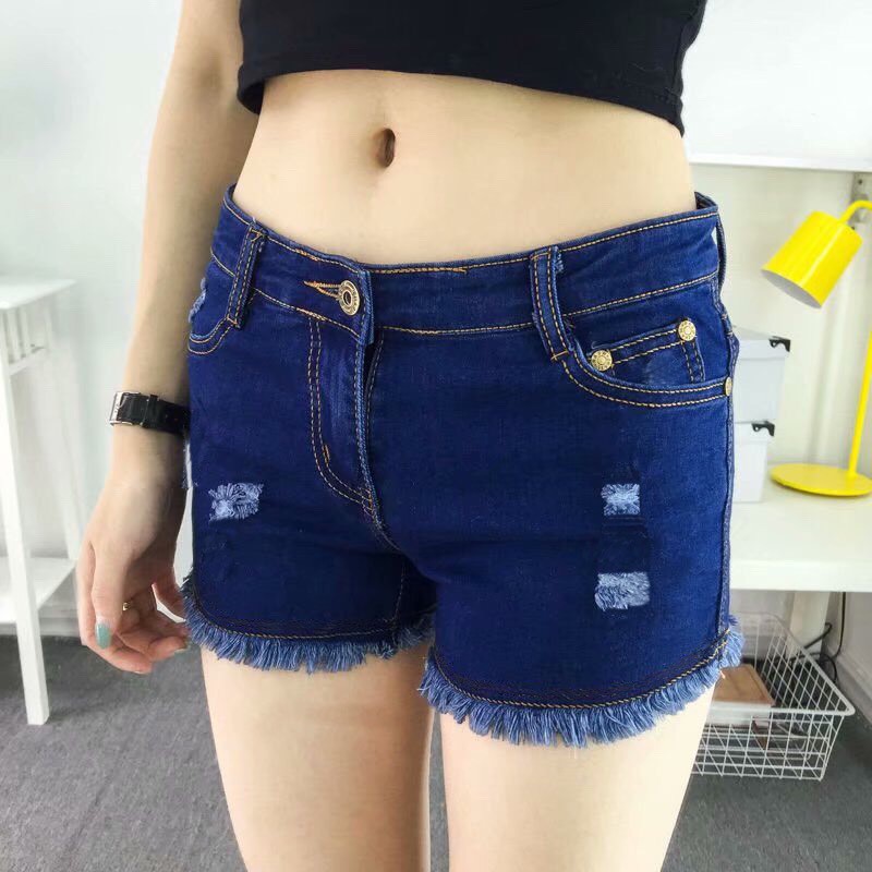 QUẦN SHORTS JEAN NỮ CÀO TUA LAI CO GIÃN LƯNG CAO HÀNG CÔNG TY | BigBuy360 - bigbuy360.vn