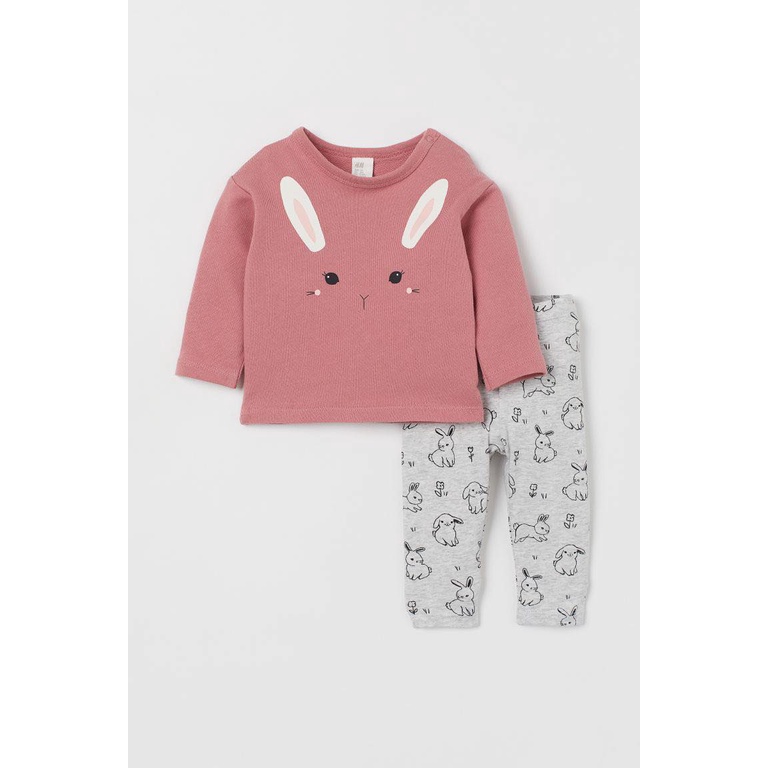 B434 - Bộ nỉ da cá quần legging HM bé gái