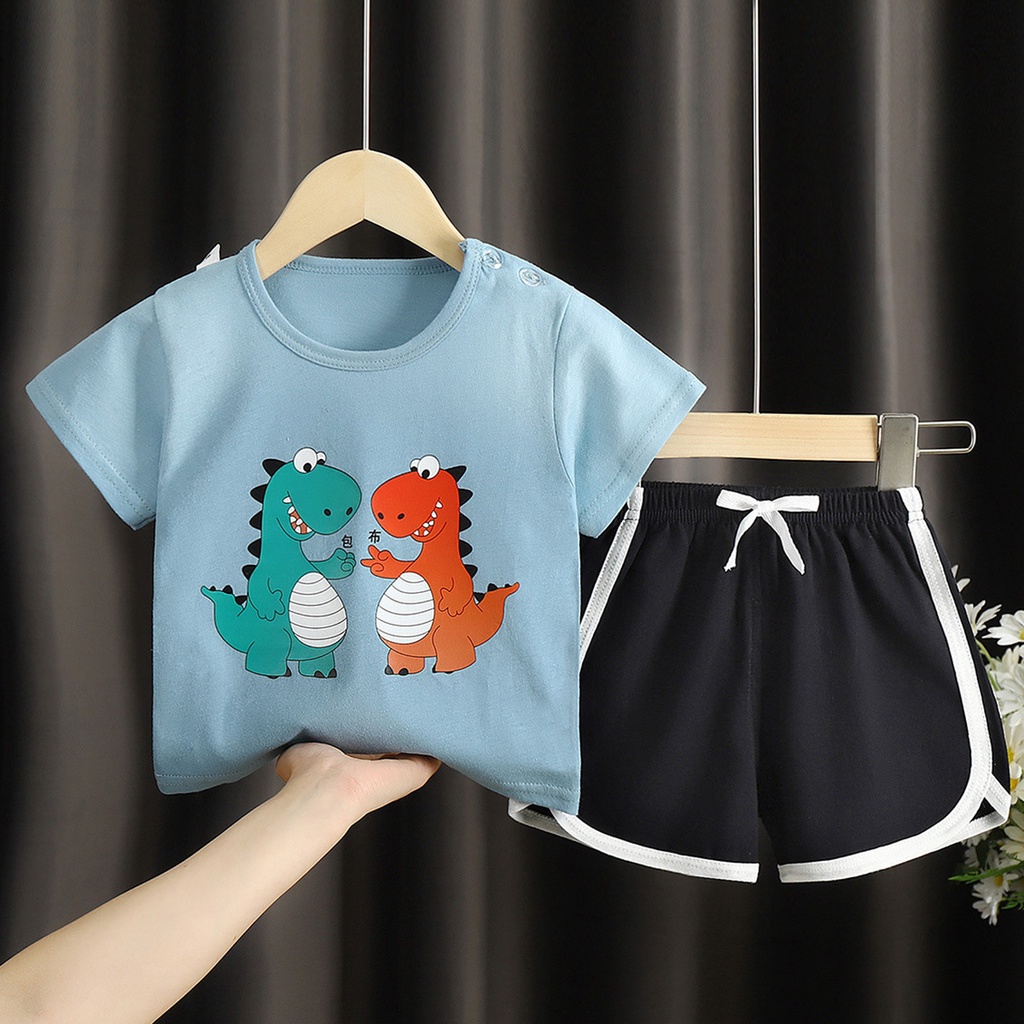 Quần áo trẻ em, bộ quần áo hè cho bé vải cotton hoạ tiết đáng yêu hàng Quảng Châu Chubby Store!