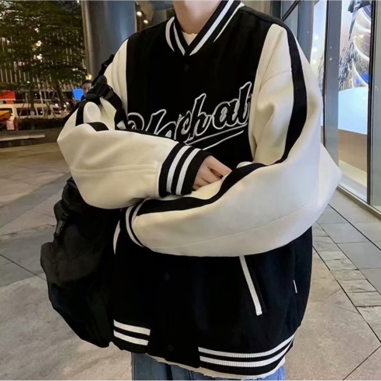 Áo Khoác Bóng Chày Nam Màu Sắc Retro Thời Trang Hàn Quốc