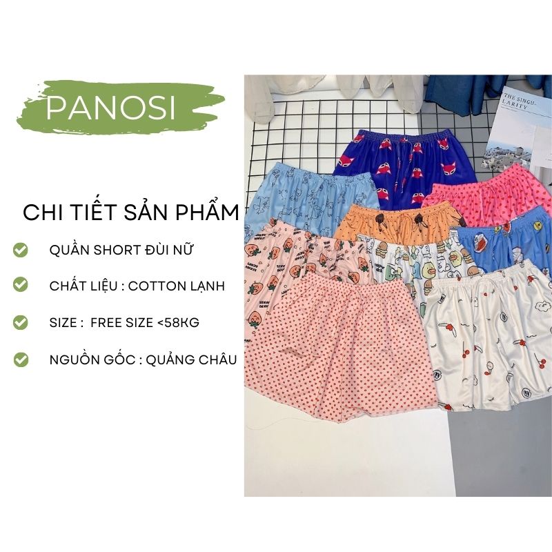 Quần đùi nữ quần ngủ mặc nhà chất mát in nhiều hình họa tiết ngộ nghĩnh PANOSI - Mã Q430