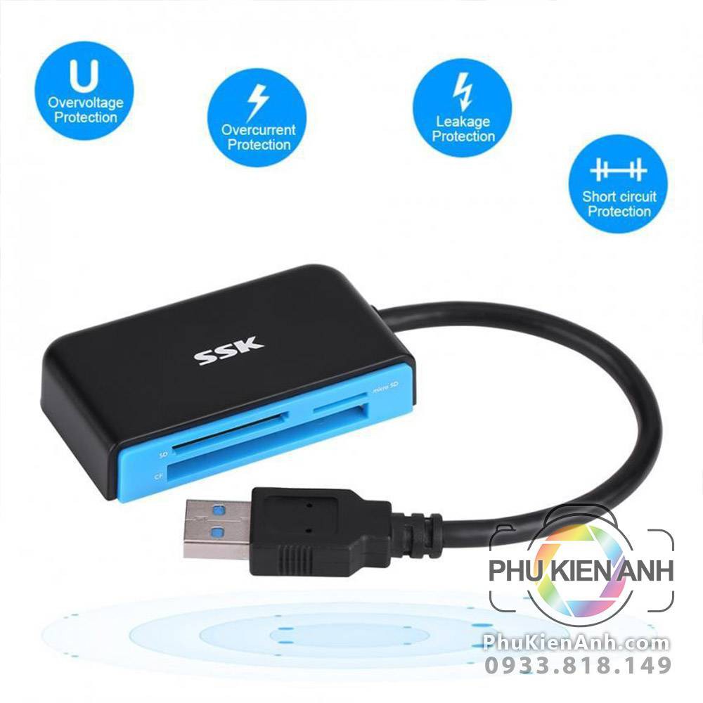 Đầu đọc thẻ nhớ SSK in all SD, CF, TF… usb 3.0 tốc độ cao