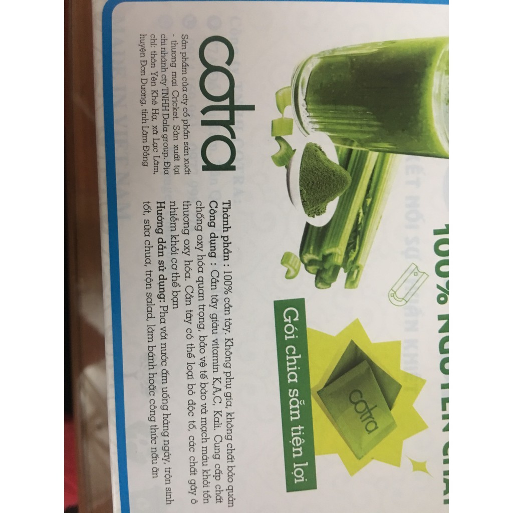 [Mã 156FMCGSALE hoàn 8% đơn 500K] Bột Cần Tây Nguyên Chất Cotra 60g - Hỗ Trợ Giảm Cân Lợi Gan Cải Thiện Tim Mạch | BigBuy360 - bigbuy360.vn