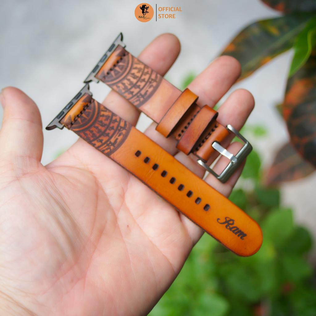 Dây Đồng Hồ AW 2,3,4,5,6,7,8, AW Ultra Da Bò Thanh Lịch - RAM Leather Simple trống đồng màu vàng bò
