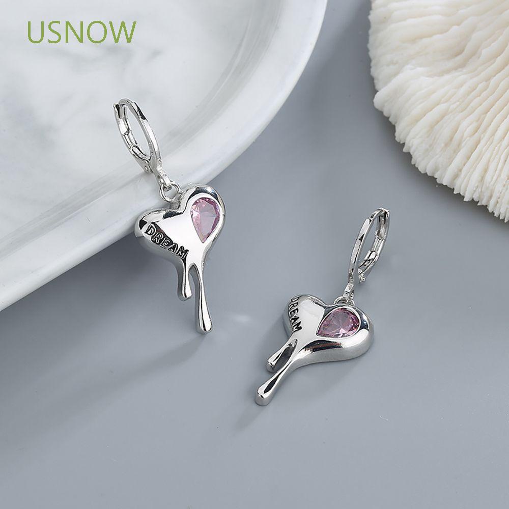 Bông tai hình trái tim đính đá zircon phong cách Hàn Quốc tinh tế thời trang cho nữ