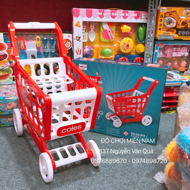 [Cao 47cm, Chắc chắn] Hộp đồ chơi xe đẩy siêu thị cao cấp dành cho bé (Không kèm phụ kiện, rau củ)