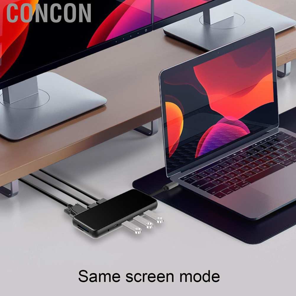 Concon Laptop Docking Station 12 in 1 Type‑C 3.0 to Dual MST Triple Display Adapter USB
