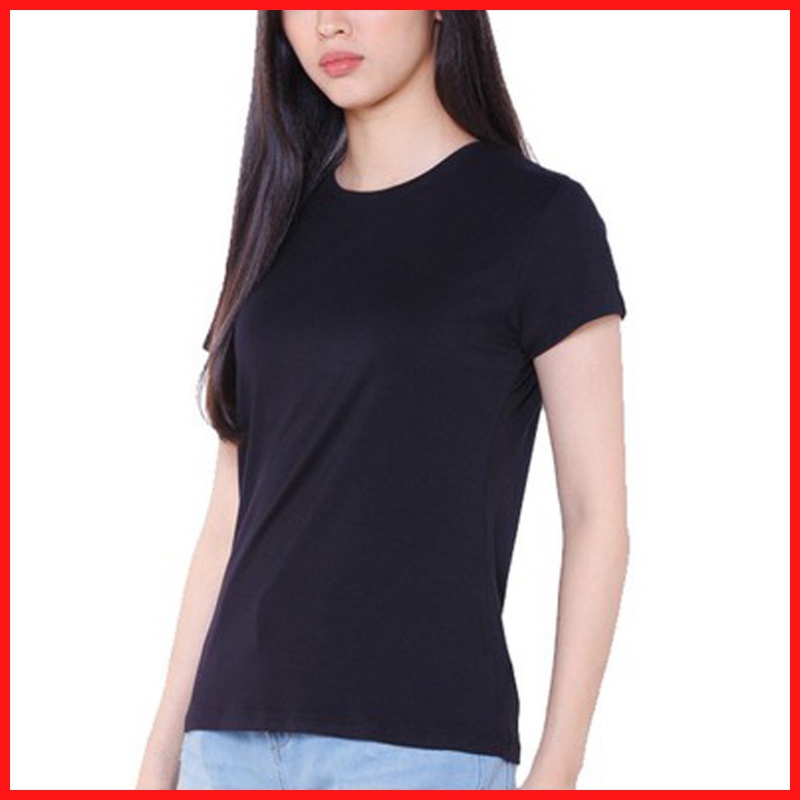 Áo Thun Nữ Trơn Màu Đen Tay Ngắn Cổ Tròn Giá Rẻ Form Basic Chuẩn Size Brand DLX