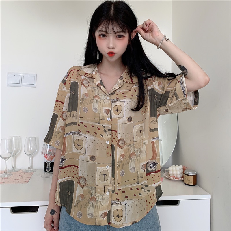 NRVP Áo Sơ Mi Dáng Rộng Thời Trang Hàn Quốc Cá Tính Cho Nữ