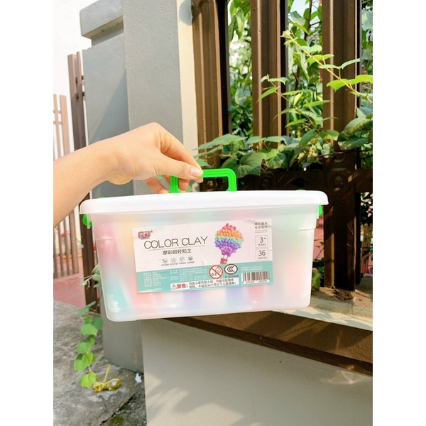 Hộp đất nặn 36 màu kèm khuân và sách hưỡng dẫn, đất nặn chất liệu tự nhiên an toàn cho bé