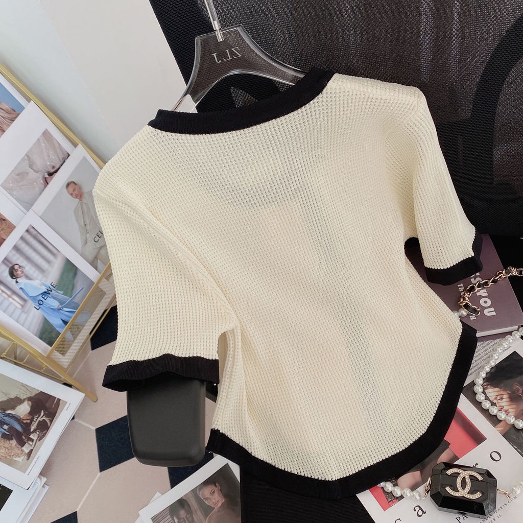 Áo Cardigan Tay Ngắn Hai Hàng Nút Đôi Phong Cách Hàn Quốc Chất Lượng Cao