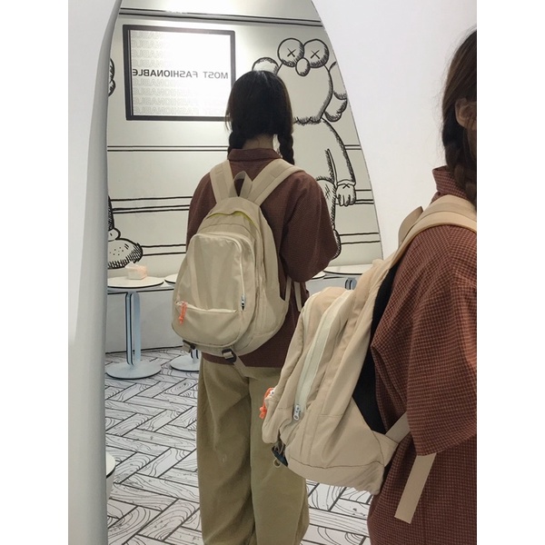 Balo đi học trơn form lớn chất dù không thấm nước Ulzzang