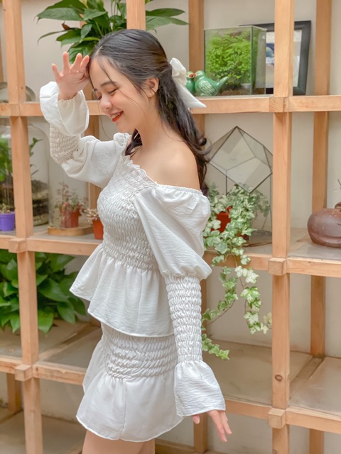 ÁO KIỂU - GLORIA TOP - ÁO CHUN DÀI TAY BÈO - A0019