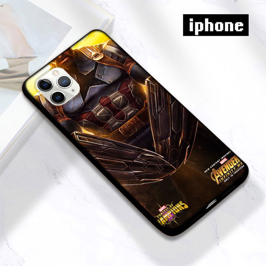 Ốp Điện Thoại Silicon Mềm Đen Hình Khiên Của Captain America Cho iPhone 11 Pro Max 12 Mini Pro XS Max SE 2020 XC13