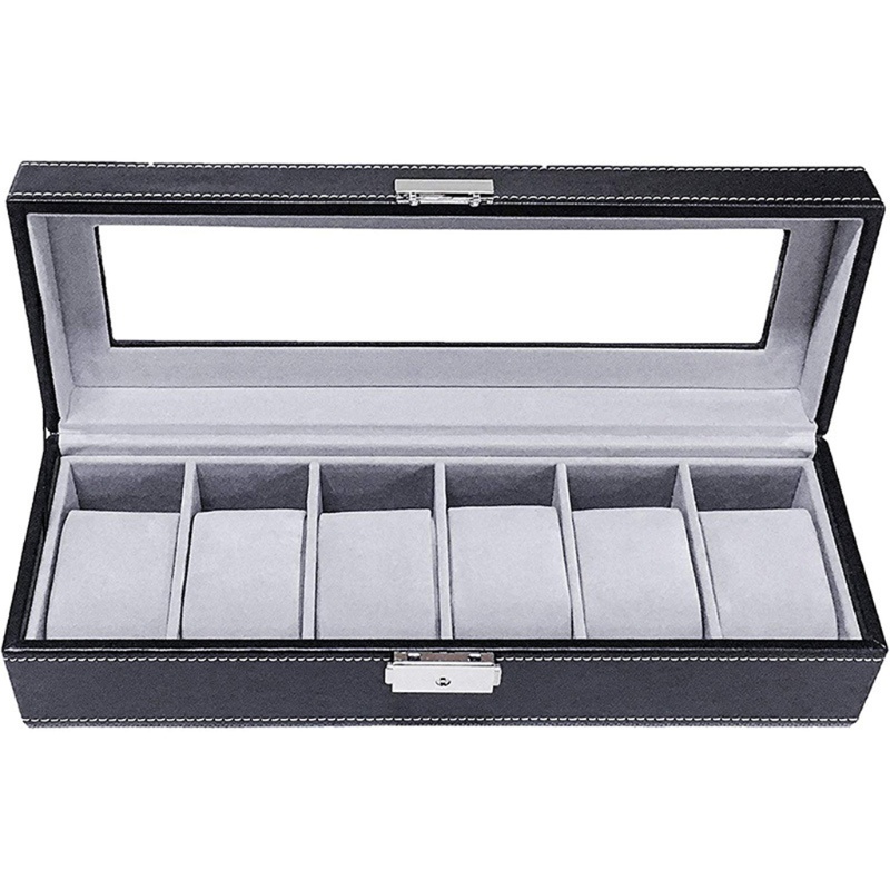 Giá Đỡ Đồng Hồ 6 Ngăn Bằng Thủy Tinh Tinh Chống Bụi Chống Trầy Dùng Cho Sử Dụng Cá Nhân / Cửa Hàng / Nhà Ở