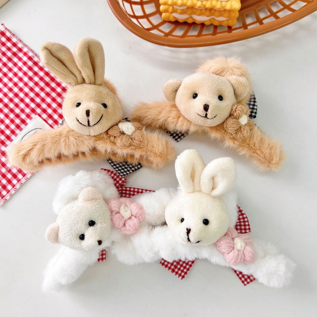 Kẹp Tóc Hình Cá Mập Phối Lông Phong Cách Hàn Quốc Xinh Xắn