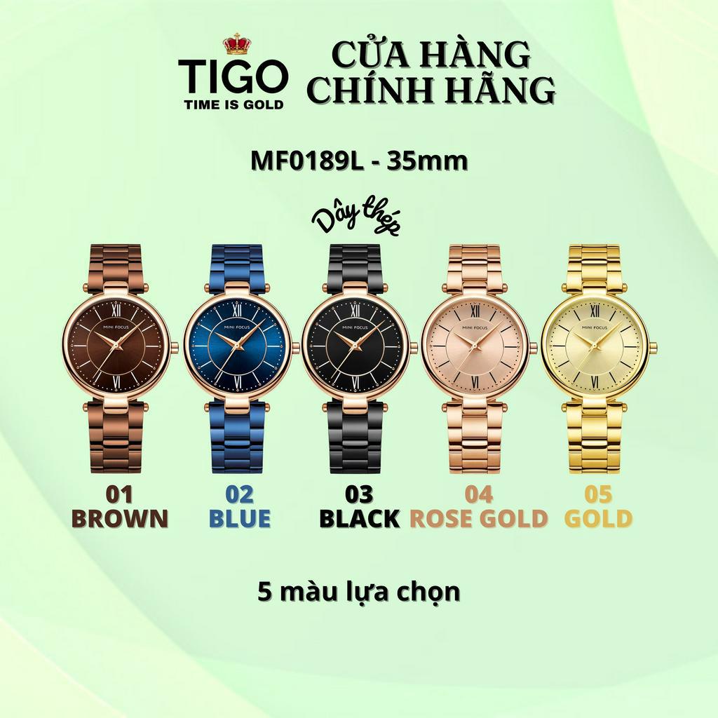 Đồng Hồ Nữ MINI FOCUS MF0189L.04 Dây Thép Vàng Hồng Viền Thép Không Gỉ Cao Cấp Mặt Tròn Đường Kính 35mm Chống Nước