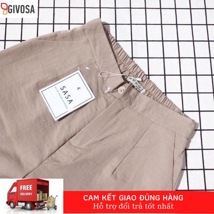 Quần lửng ống rộng culottes Goness chất vải đũi xước cao cấp thoáng mát diện hè cho nữ