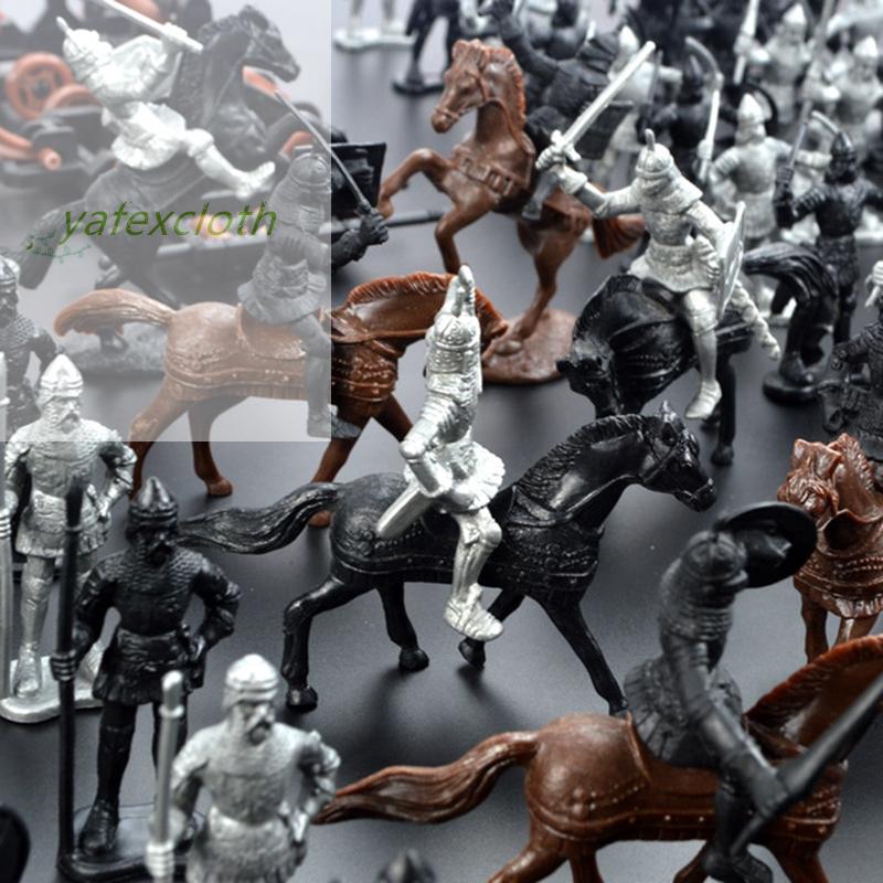 Set 28 mô hình trang trí chiến binh thời Trung cổ cưỡi ngựa