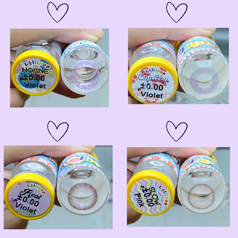 40 mẫu lens Tím - Hồng (violet/pink) không độ