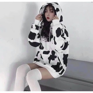 🌺GIÁ SIÊU RẺ🌺Áo Hoodie Tay Dài In Hình Bò Sữa 💖𝑭𝑹𝑬𝑬𝑺𝑯𝑰𝑷 💖 Xinh Xắn Cho Nữ/ Áo Hoodie Bò Sữa Loang Thụng Túi Bụng