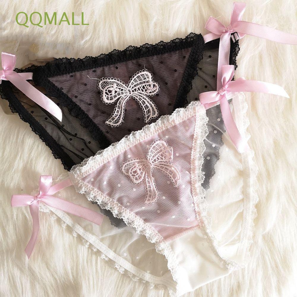Quần lót cotton không đường may lưng thấp đính nơ màu trong suốt gợi cảm cho nữ