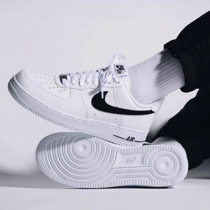 Giày Nike_Air Force 1 Cổ Thấp Thể Thao Nữ Nam Giày AF1 Vệt Đen Trắng Đế Cao Đi Học Giá Rẻ Full Box Bill G10