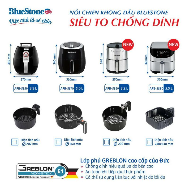 Nồi Chiên Không Dầu BlueStone AFB5880 (5.5L) Hàng Chính hãng Bảo Hành 24 Tháng