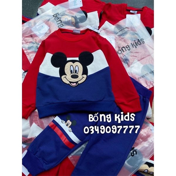 Bộ Nỉ Bé Trai Mickey Phối Đỏ DN