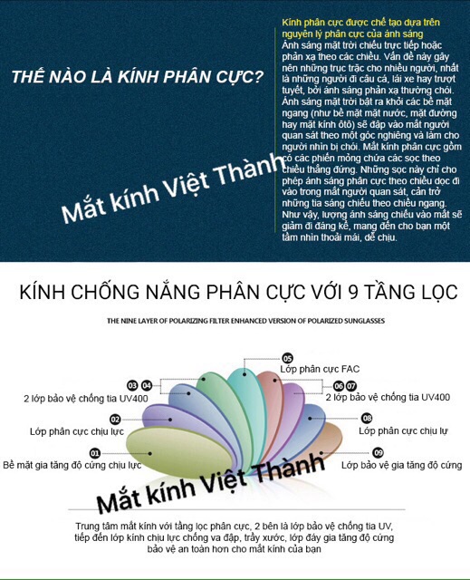 Kính mát nam phân cực vuông cao cấp