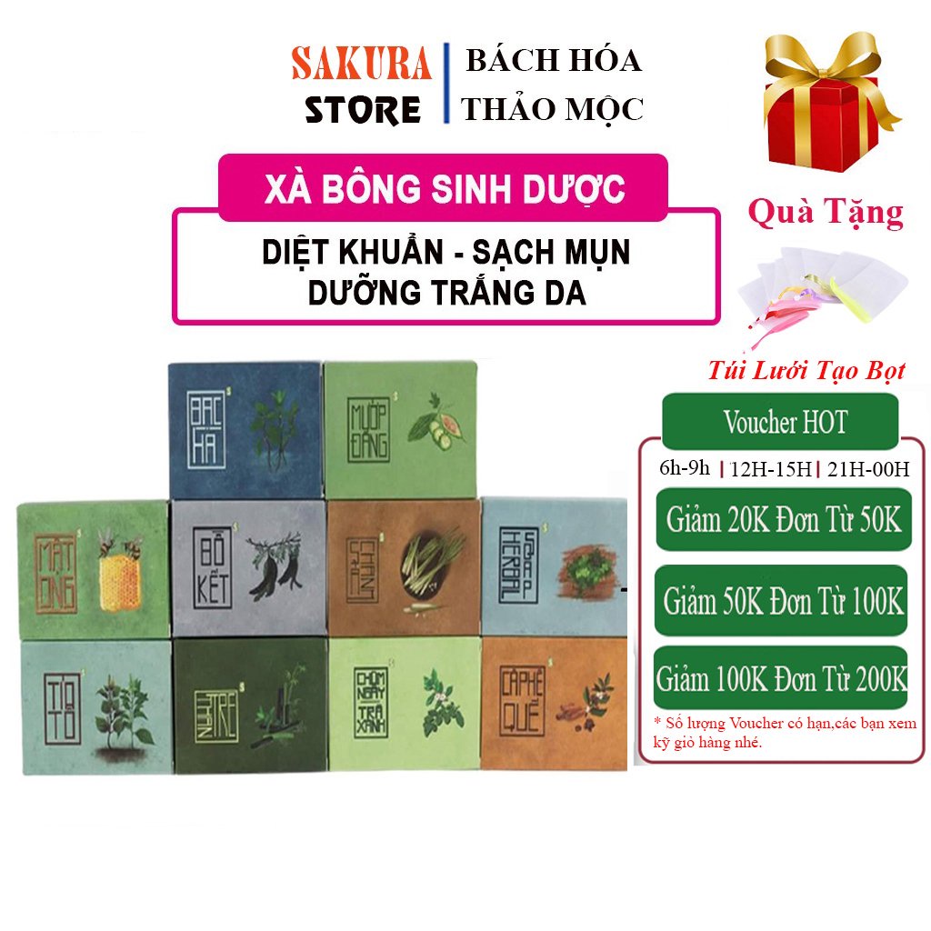 Xà Bông Sinh Dược Handmade Đủ 10 Loại (Xà Phòng Mướp Đắng, Nghệ Mật Ong, Chanh Sả....)