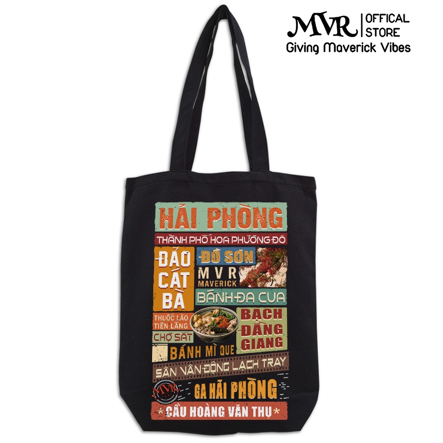 Túi tote đen du lịch đi học quà tặng sinh nhật kỷ niệm tỉnh thành sài gòn hà nội việt nam phong cách hàn dễ thương