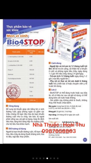 [ Kèm Quà Tặng ] Men Vi Sinh Bio4Stop - Giảm rối loạn tiêu hoá , đi ngoài, phân sống ( Chính hãng Hàn Quốc )