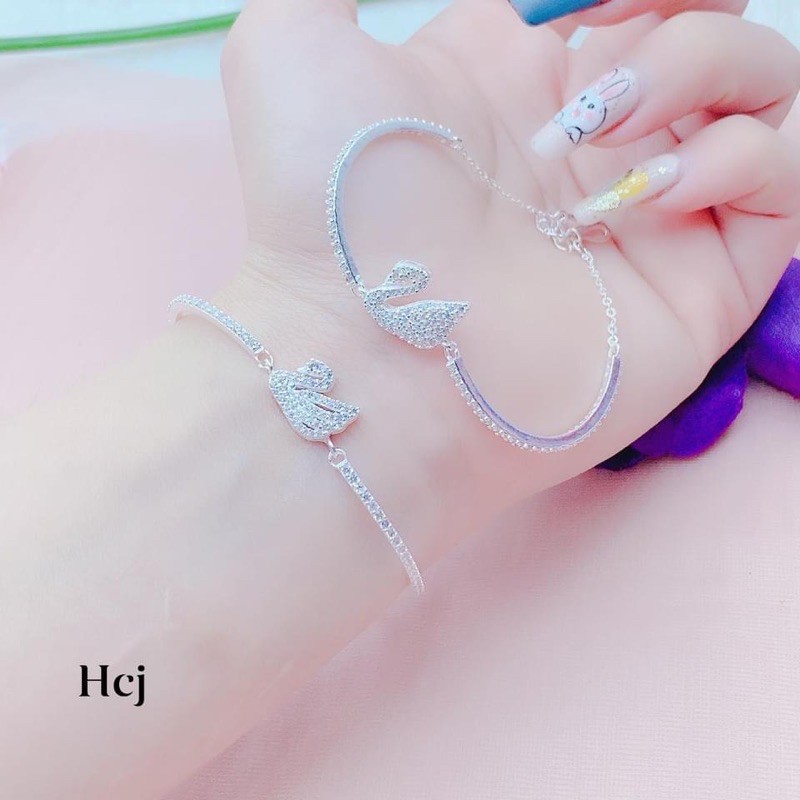 Lắc tay nưc thiên nga đính đã chuẩn bạc ta , sáng đẹp (ảnh thật)