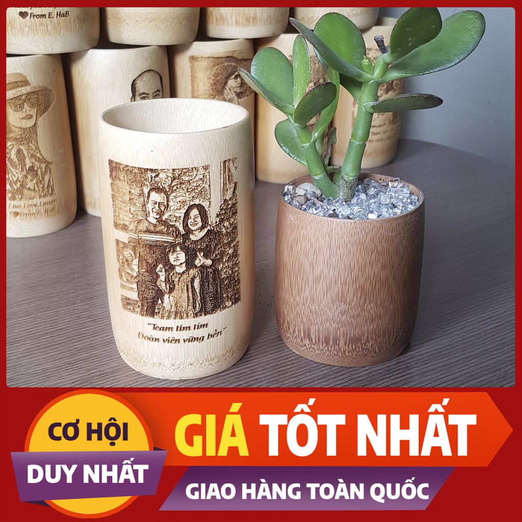 KHẮC HÌNH ẢNH THEO YÊU CẦU - Ly Tre Quà Tặng 330ml