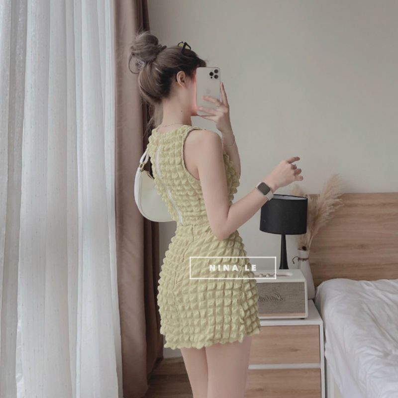 Sét bộ  áo 3 lỗ &amp; chân váy thun xốp ô vuông