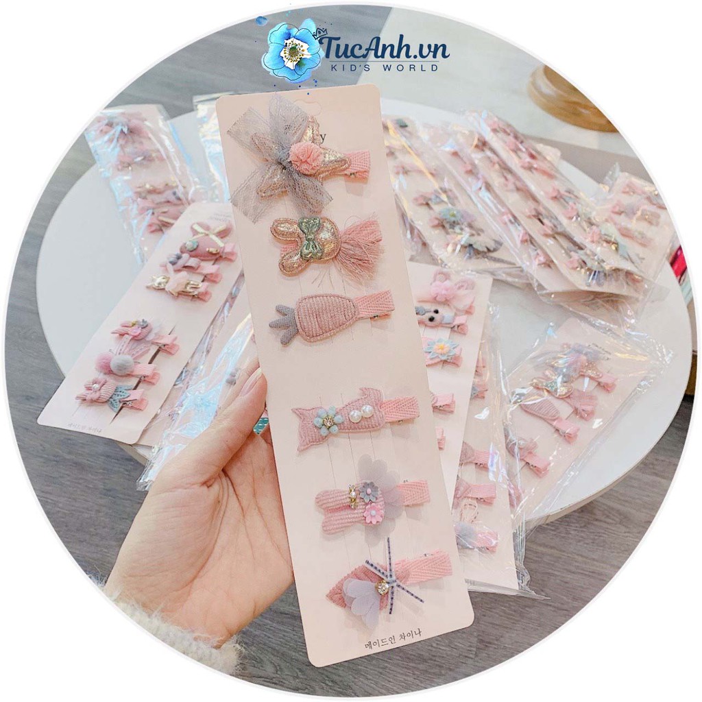 Set 6 Kẹp Tóc Xinh Xắn Cho Bé Gái Phong Cách Hàn Quốc Đáng Yêu - QATE TucAnh