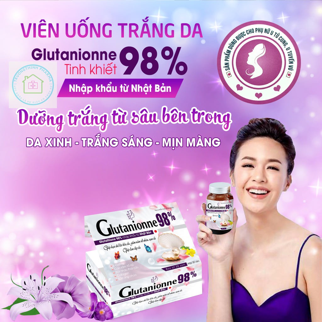 Viên uống Glutathion 98% hỗ trợ chống oxy hóa và cải thiện suy giảm nội tiết tố nữ hộp 30 viên