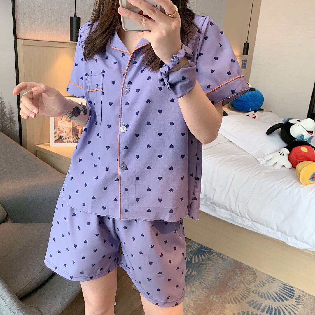 áo nữ đồ bộ pyjama Đồ mặc nhà pijama Bộ Đồ Ngủ Vải Phi Bóng Phối Họa Tiết Cừu Gợi Cảm Cho Nữ đồ ngủ nữ tiểu thư dễ thương lụa sexy cute bigsize dài tay hai 2 dây